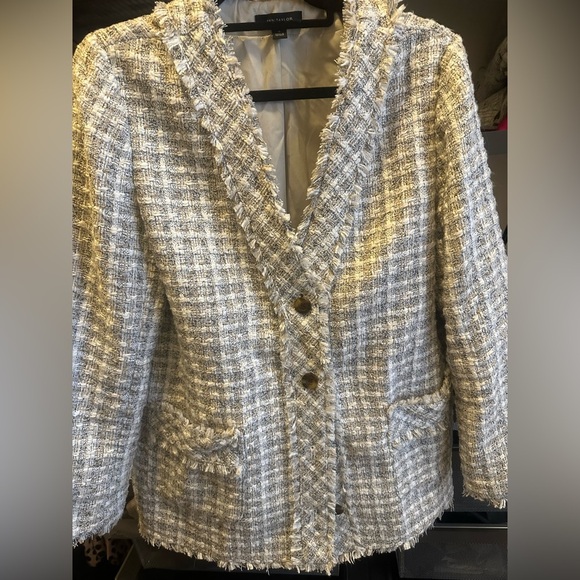 Ann Taylor Neutral Fringe Cardigan Blazer, 16‎ - Picture 1 of 3
